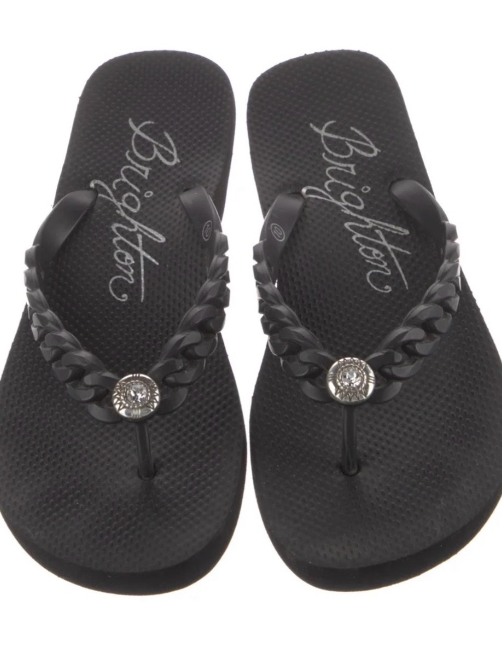 Brighton Black Braided Gem Thong Sandals size 7